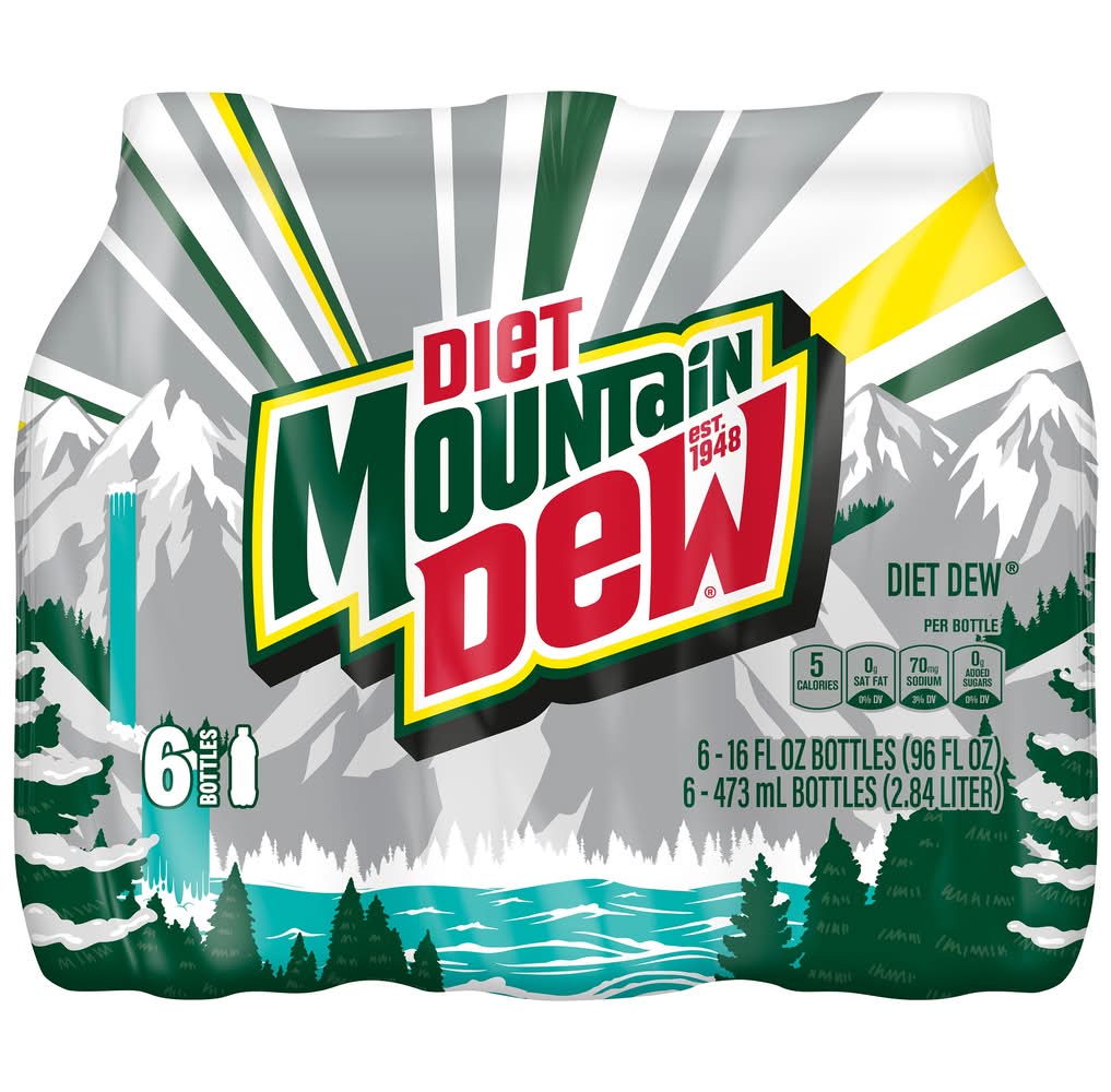 Mountain Dew Diet Mtn Dew Soda, Citrus (6 x 16 fl oz)