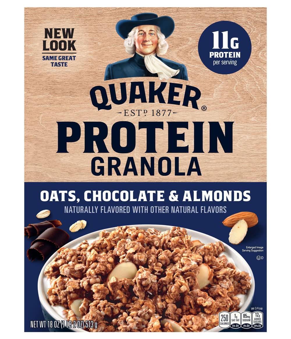 Quaker Protein Granola, Oats-Chocolate-Almonds (18 oz)