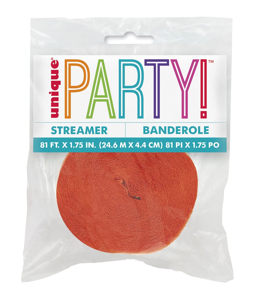 Unique® Party!™ Streamer Roll 81ft - Orange Orange