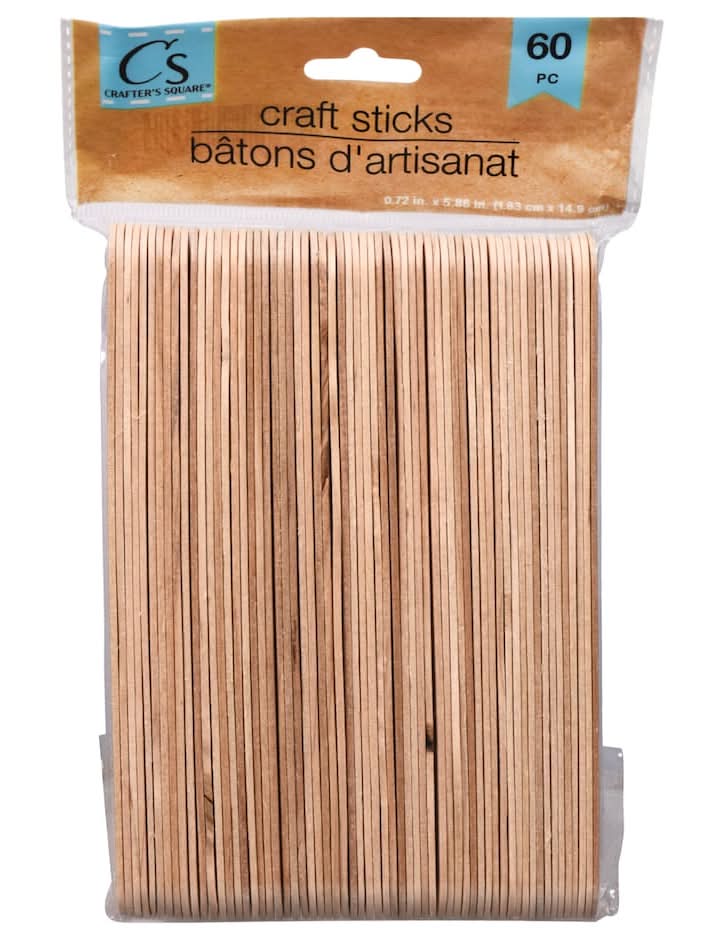 Crafters Square Natural Wooden Craft Sticks, 0.72x5.86 in (60 ct)