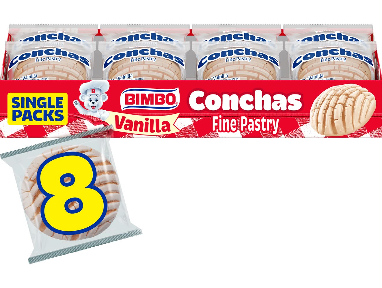 Bimbo Conchas Fine Pastry, Vanilla (8 x 2.12 oz)