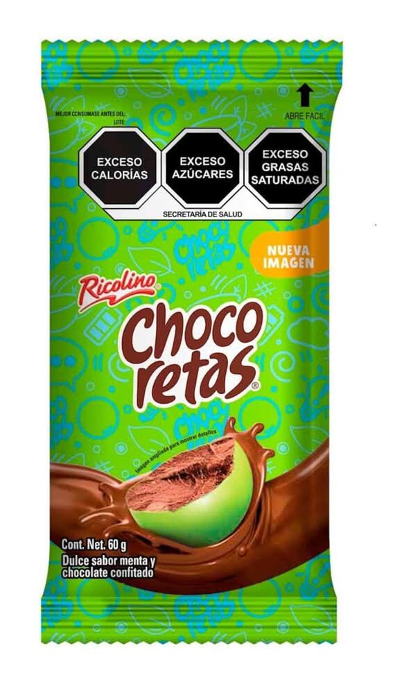 Chocoretas · Dulce confitado, menta-chocolate (60 g)