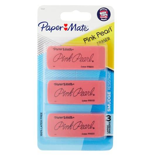 Paper Mate Pink Pearl Smudge Resistant Eraser (3 ct) (large)(pink)