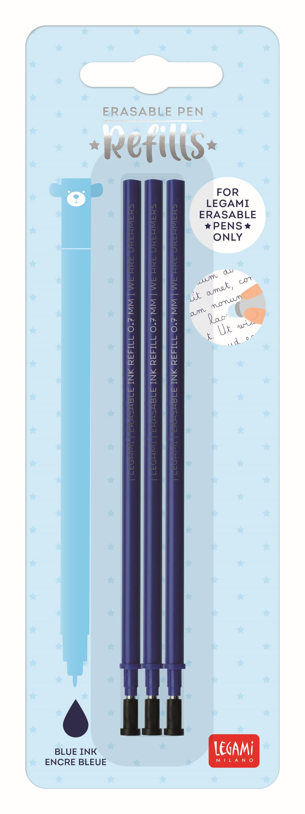 Conjunto 3 Recargas Azul Caneta Apagar