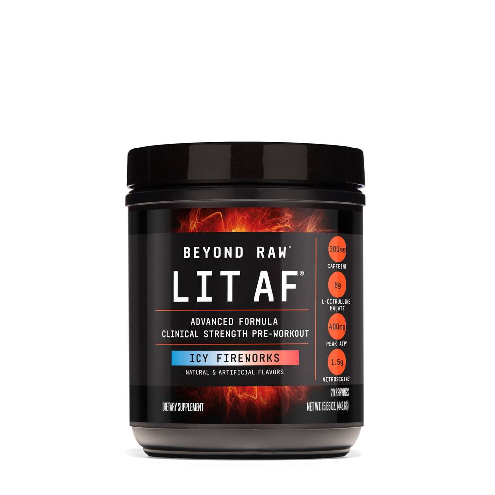 Beyond Raw Lit Af Pre-Workout, Icy Fireworks (15.65 oz)