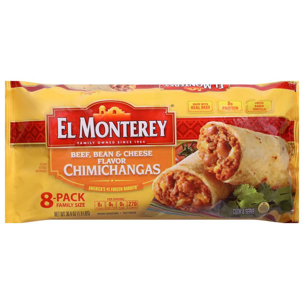 El Monterey Beef Bean & Cheese Chimichangas Family Size (1.9 lbs, 8 ct)