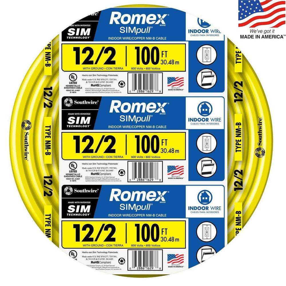 Southwire 100-ft 12/2 Romex SIMpull Solid Indoor CU NM-B W/G Individual Pack (By-the-roll) | 28828228