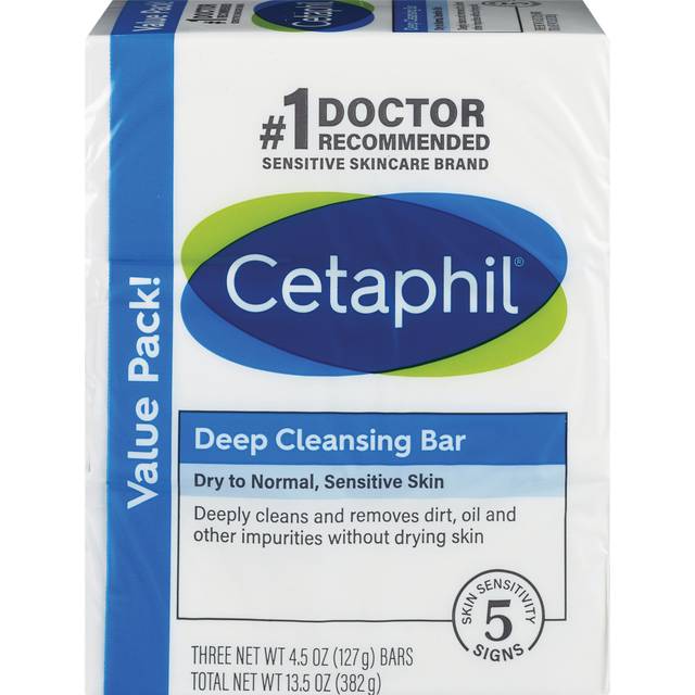 Cetaphil Deep Cleansing Antibacterial 4.5oz Bars 3-Pack