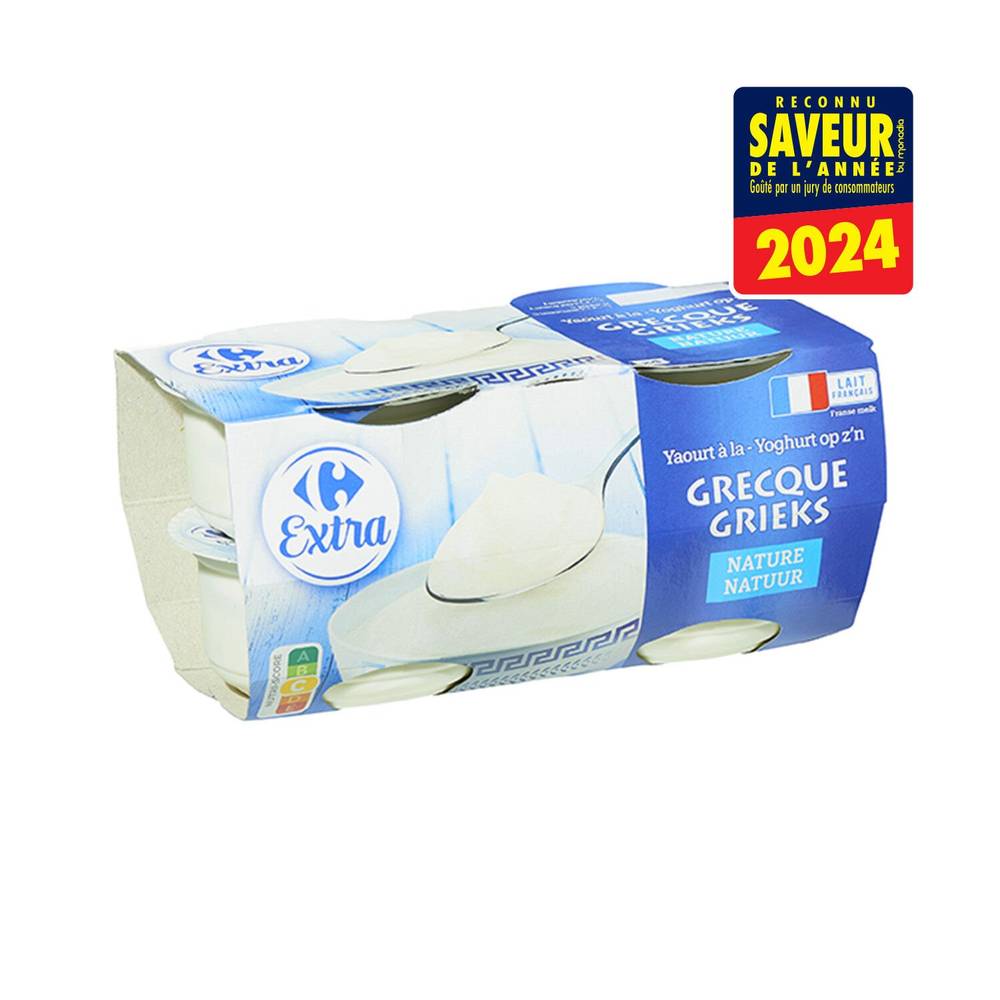 Yaourt à la grecque nature CARREFOUR EXTRA - les 4 pots de 150g