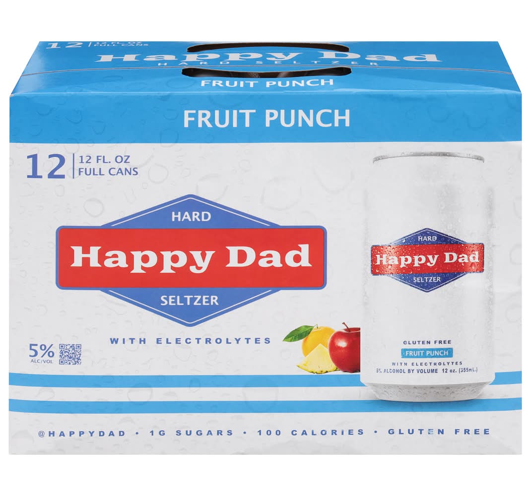 Happy Dad Hard Seltzer With Electrolytes, Fruit Punch (12 x 12 fl oz)