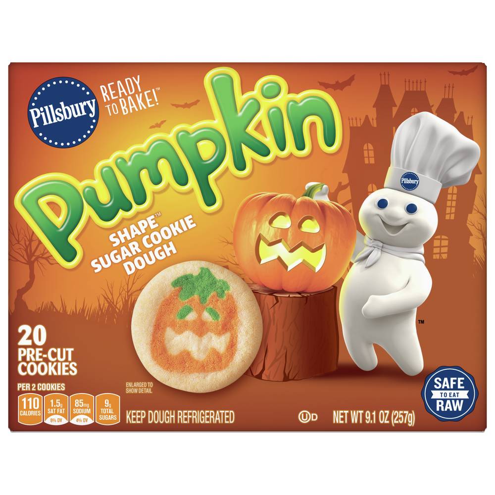 Pillsbury Ready To Bake Pumpkin Shape Pre-Cut Sugar Cookie Dough (20 ct)