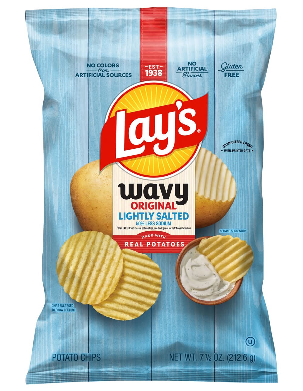 Lay's Wavy Lightly Salted Potato Chips, Original (7.5 oz)