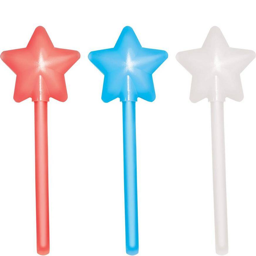 Patriotic Red, White Blue Star Glow Wands 3ct