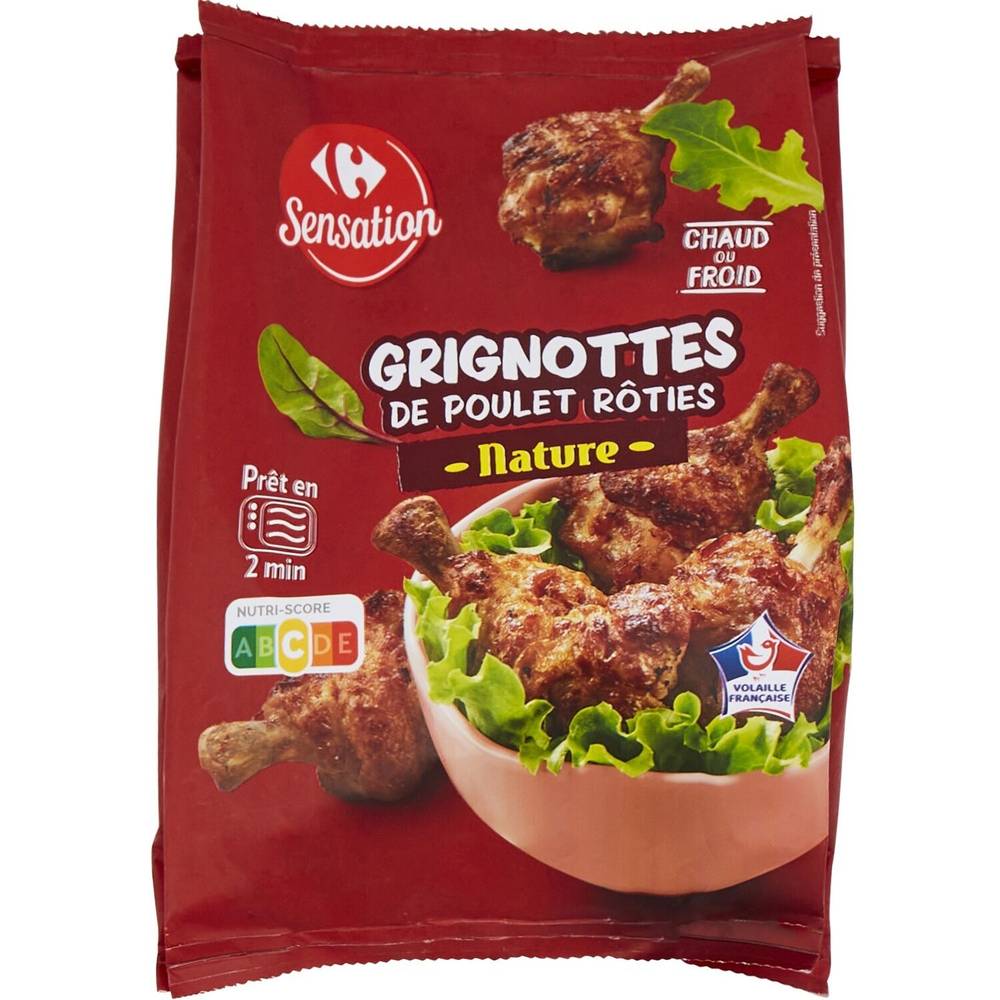 Grignottes de poulet rôties nature CARREFOUR SENSATION - le sachet de 250g