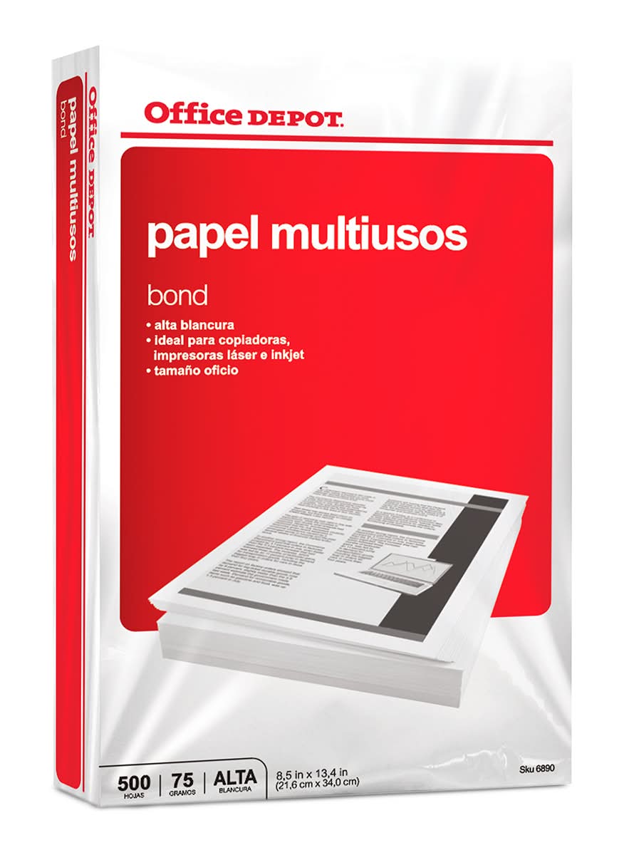 Office Depot · Papel multiusos bond, Oficio, blanco (500 un)
