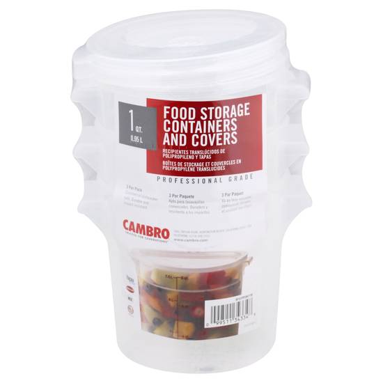 Cambro Quart Food Storage Containers & Covers (3 pack)