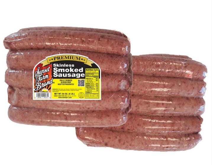 Sunset Farms - Skinless Smoked Sausage - 4 lbs (Case of 4)