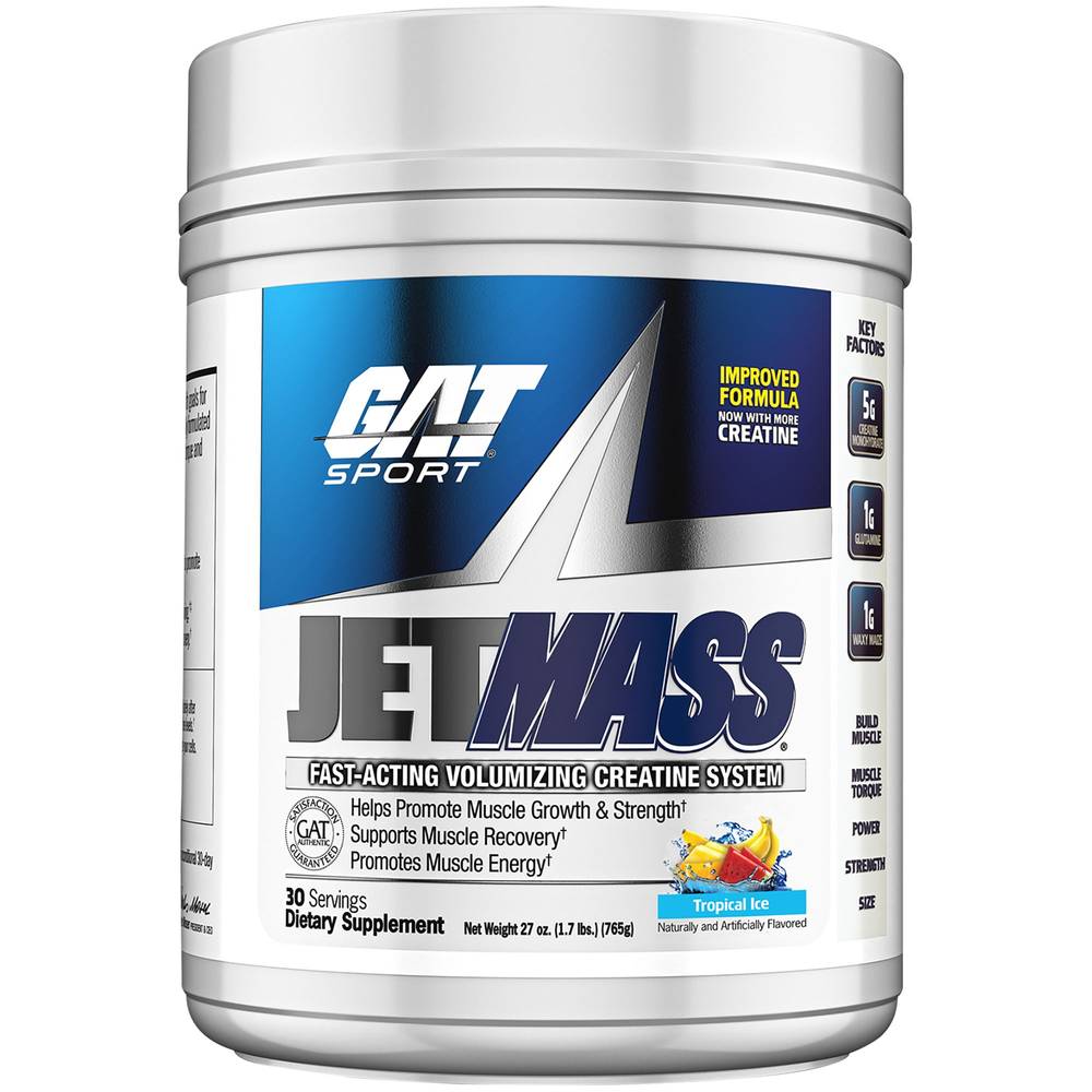 Jetmass Fast-Acting Volumizing Creatine System Supports Muscle & Recovery - Tropical Ice (30 Servings)