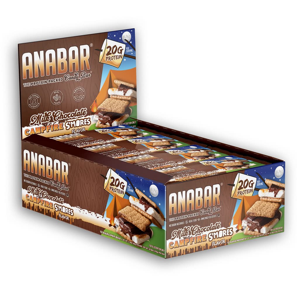 Anabar High Protein Candy Bar, Milk Chocolate - Campfire Smores (12 x 2.29 oz)
