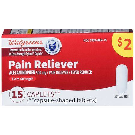 Walgreens Pain Reliever Extra Strength - 15.0 ea