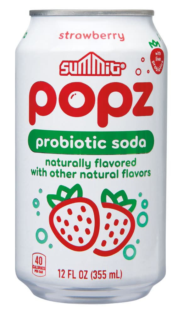 Summit Popz Probiotic Soda, Strawberry (12 fl oz)