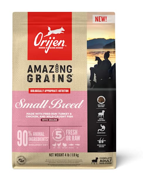 ORIJEN Amazing Grains Small Breed Recipe High Protein Dry Dog Food, 4 lbs.