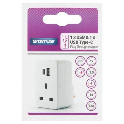 Status Usb a +Usb C Charging Point Power Adaptor