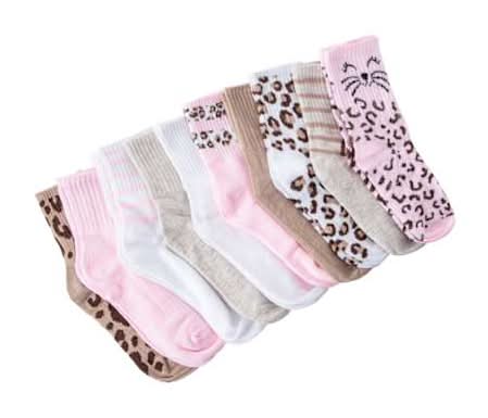 Girls Mid Crew Socks 10-Pairs Cat Print