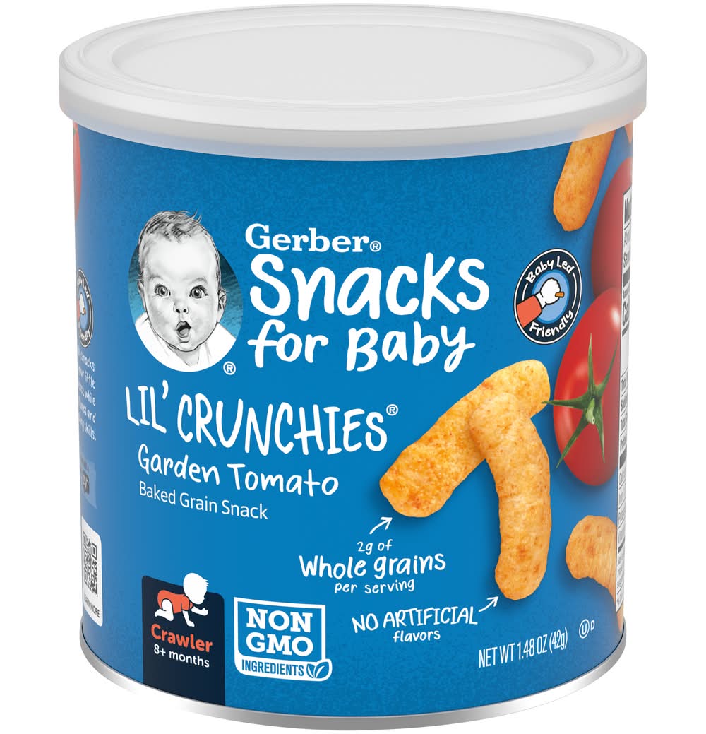 Gerber Lil' Crunchies Baked Grain Snacks For Baby, Garden Tomato, 8+ Months (1.5 oz)