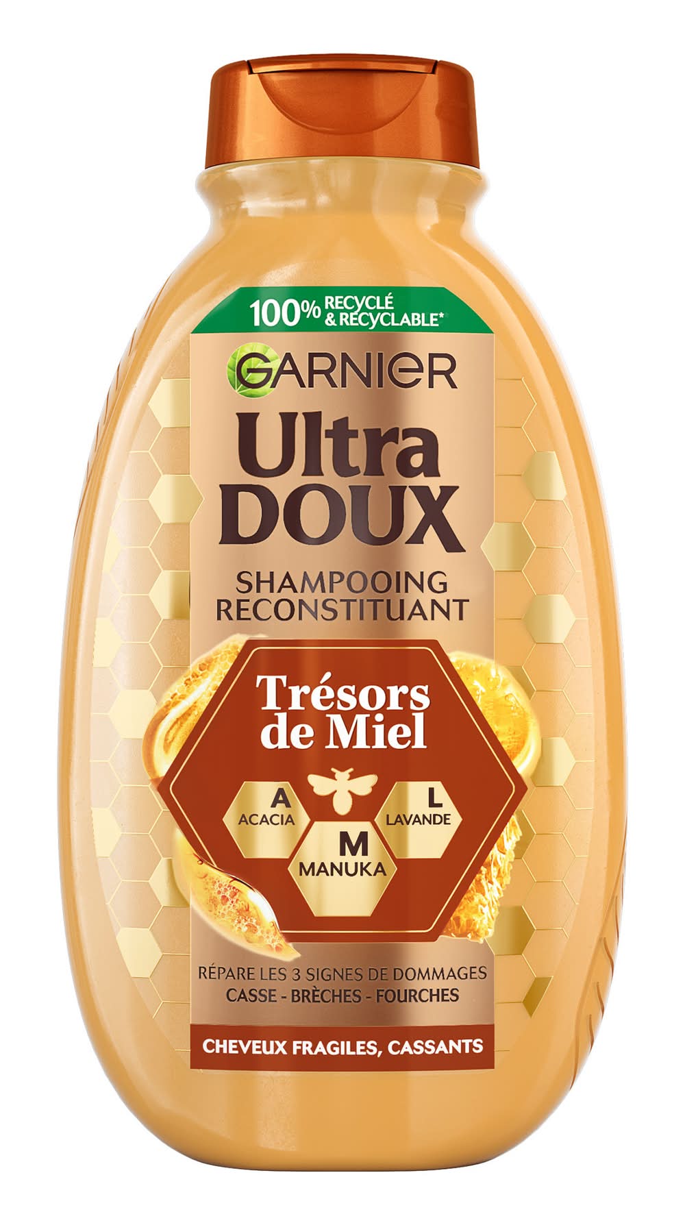 Ultra Doux - Shampoing reconstituant cheveux fragiles cassants, trésors de miel (300ml)