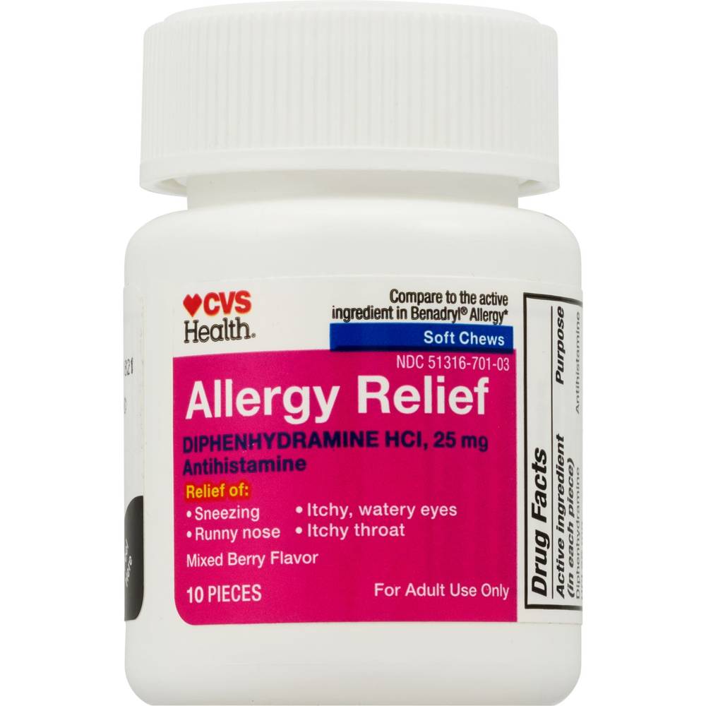 CVS Health Allergy Relief Diphenhydramine HCl Chewy Bite 25MG, 10 CT
