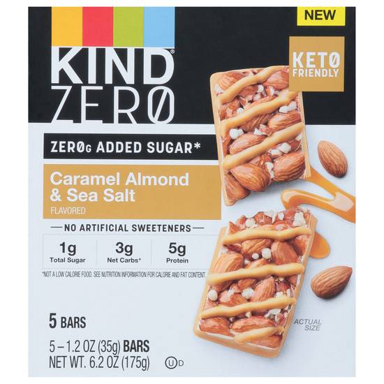 Kind Zerog Added Sugar Bars Keto Friendly Snacks (sea salt - caramel almond)