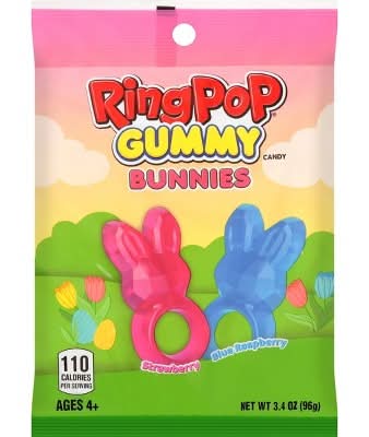Ring Pop Easter Bunny Gummy Candy 2+ Years, Strawberry-Blue Raspberry (3.4 oz)