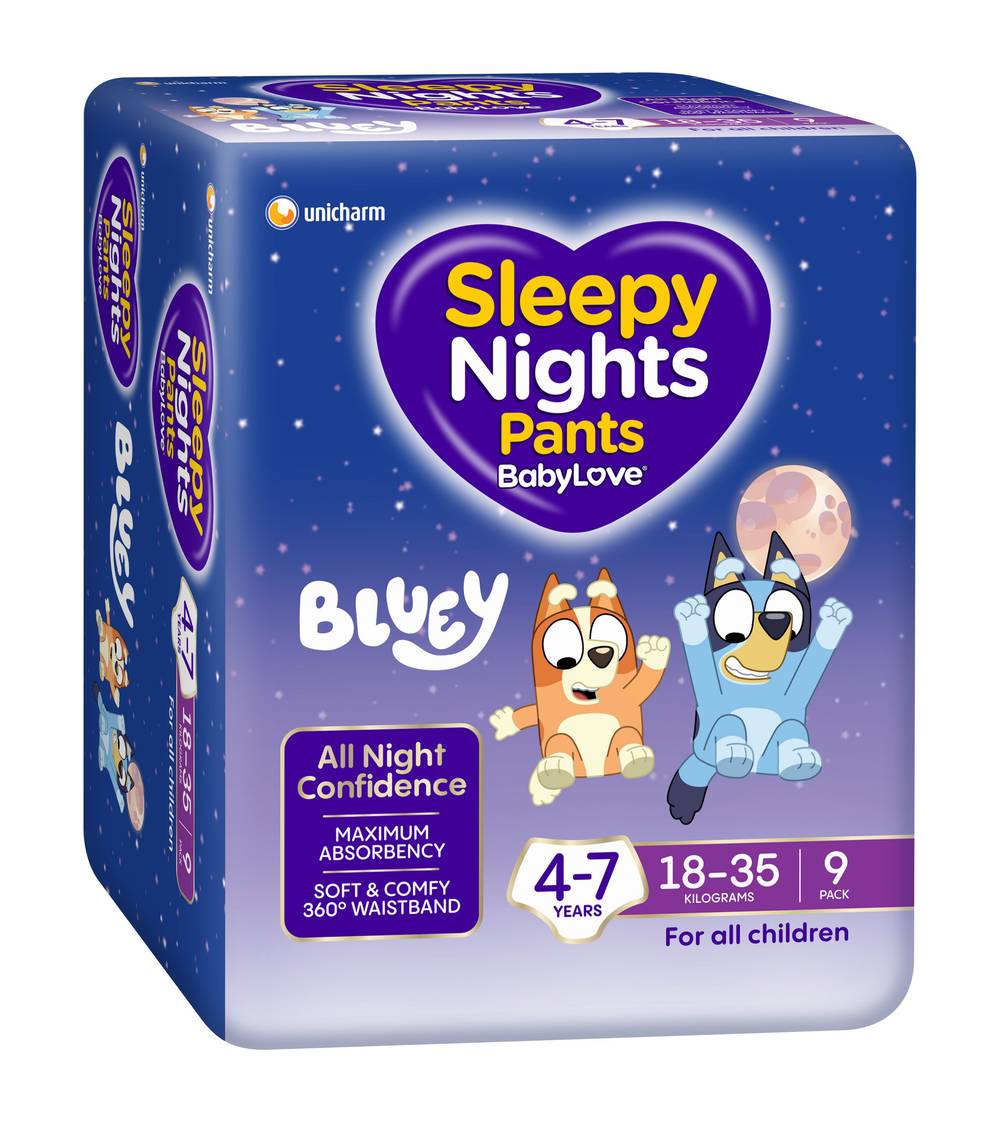 Baby Love Sleepy Night Pants, 4-7 Y (9 pack)