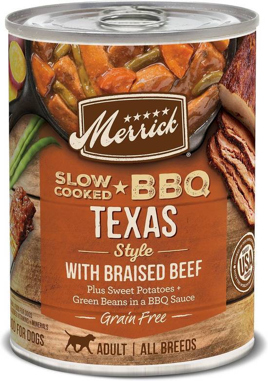 Merrick Grain Free Slow-Cooked Bbq Texas Style With Braised Beef Canned Dog Food