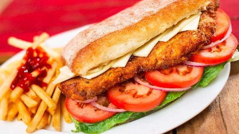 FRIED FISH FILLET & CHEESE  AND FRIES Sandwich
