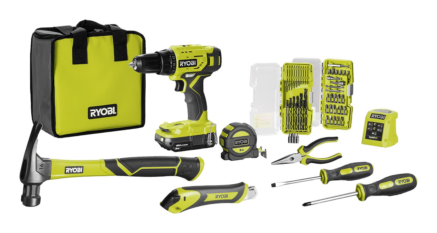 Ryobi 18V ONE+ Home Essentials Kit R18DD2HE12