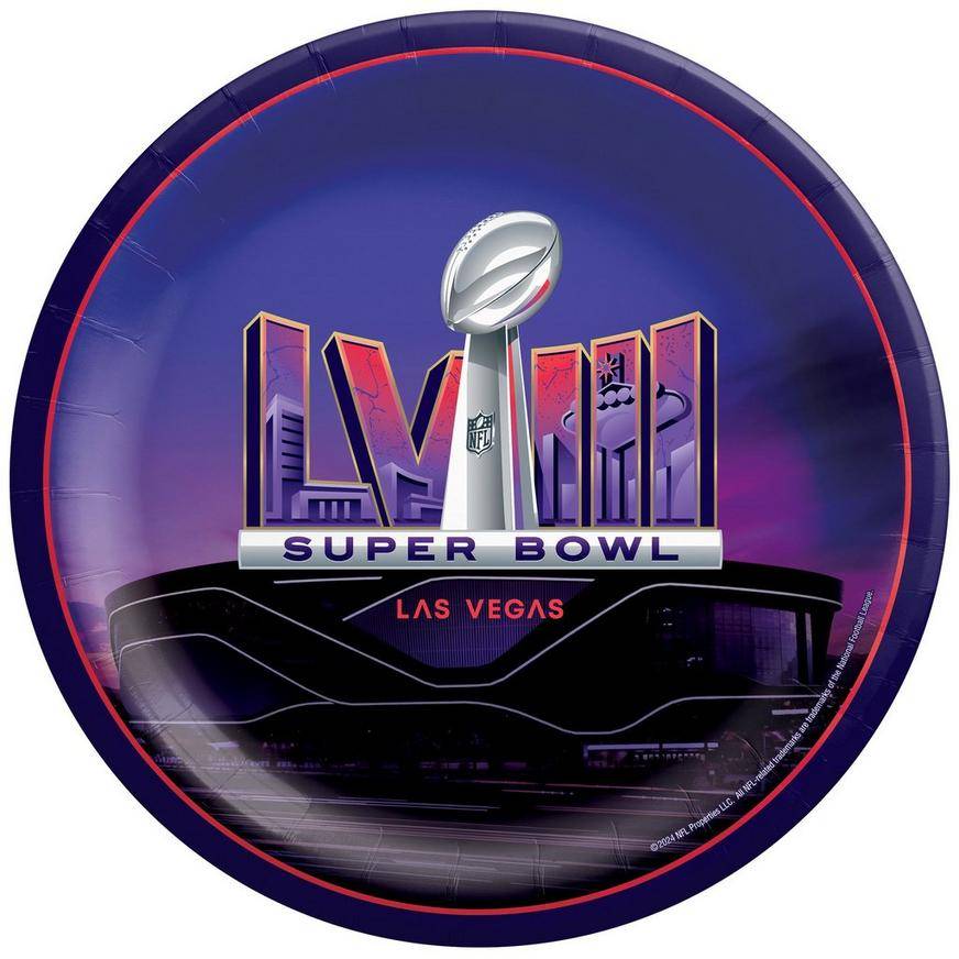 Party City Super Bowl Lviii Paper Dinner Plates (unisex/multi)