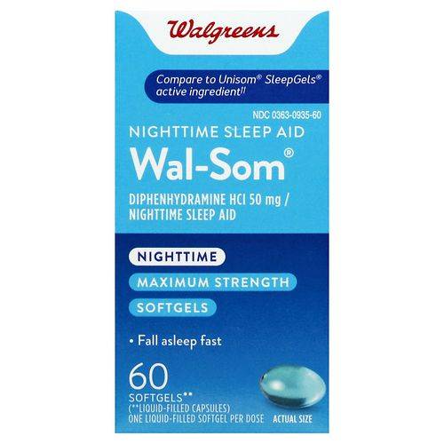 Walgreens Wal-Som Nighttime Sleep Aid Softgels - 32.0 ea