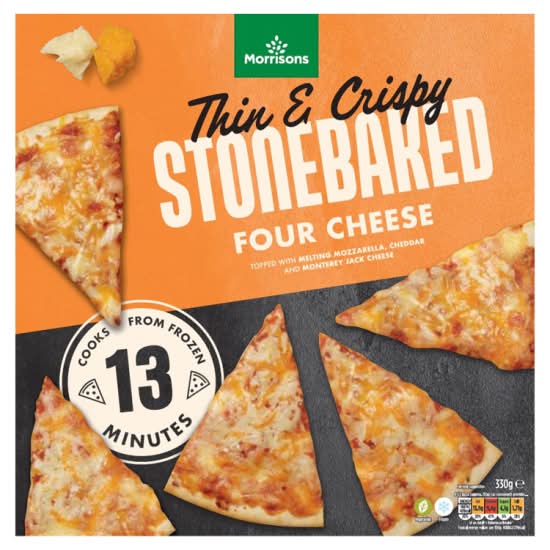 Morrisons Thin & Crispy Stonebaked Four Cheese Pizza (330g)