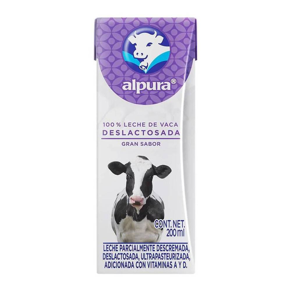 Alpura · Leche uht deslactosada (200 ml)