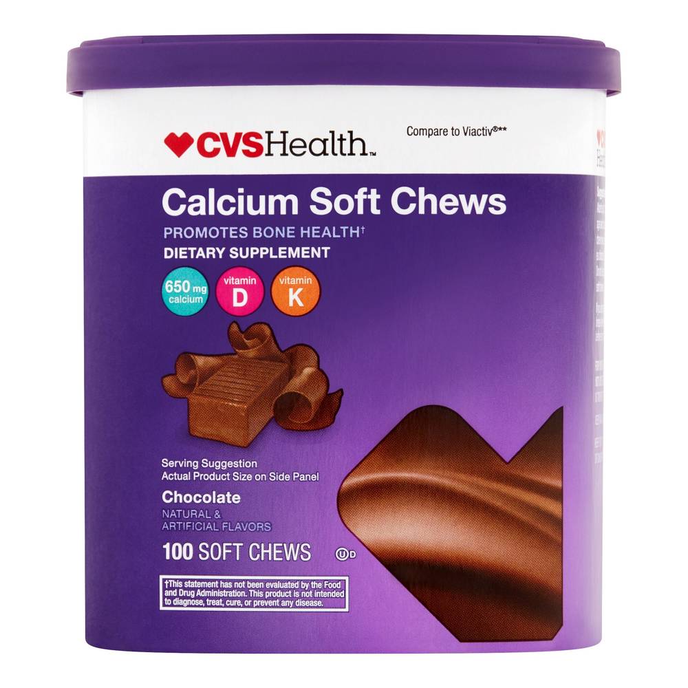 Cvs Health Calcium Soft Chews, Milk Chocolate, 100 Ct