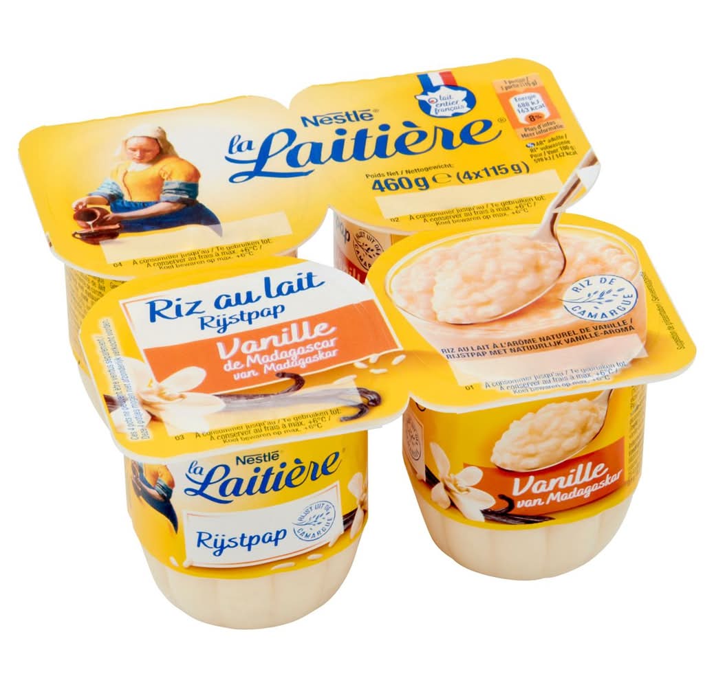 La Laitière Rijstpap Vanille van Madagaskar 4 x 115 g