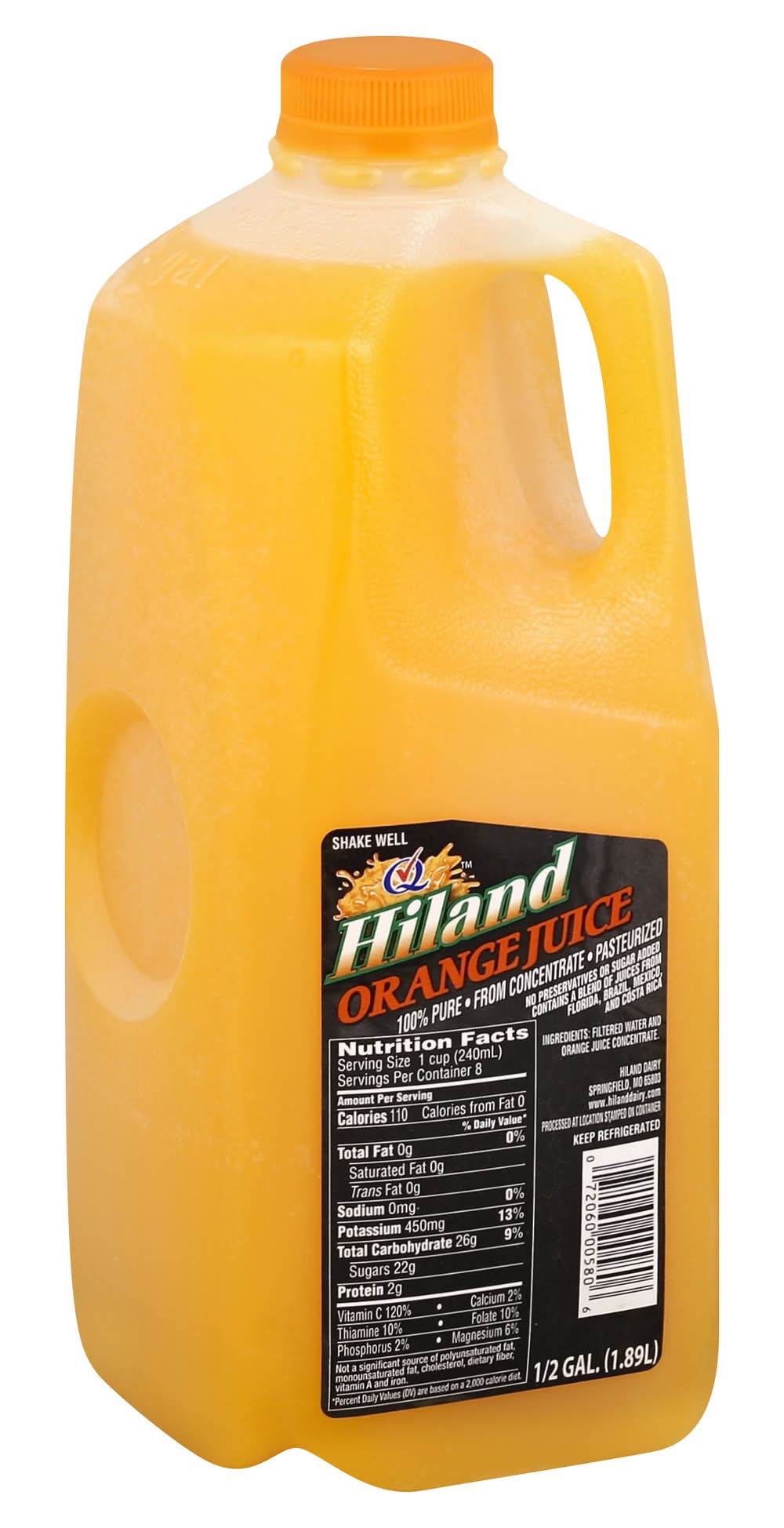 Hiland Orange Juice, Orange (1.89 L)