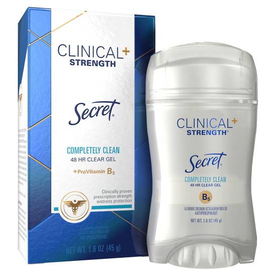 Secret Clinical Strength 48-Hour Clear Gel Antiperspirant Stick, Completely Clean, 1.6 OZ
