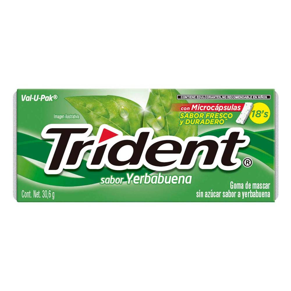 Trident · Goma de mascar, yerbabuena (18 un)