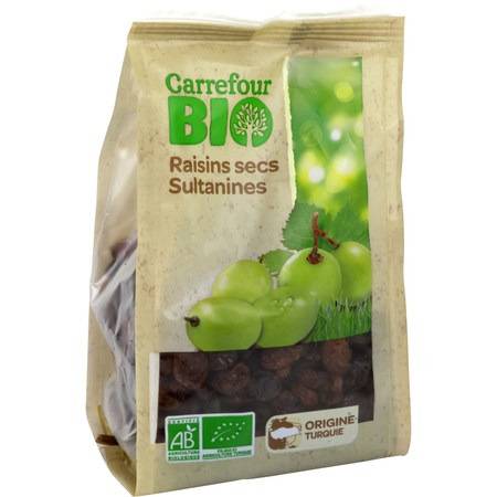 Raisins secs sultanines CARREFOUR BIO - le sachet de 200g
