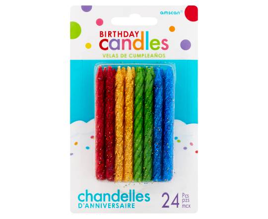 Amscan Large Glitter Spiral Candles - Primary (unit)