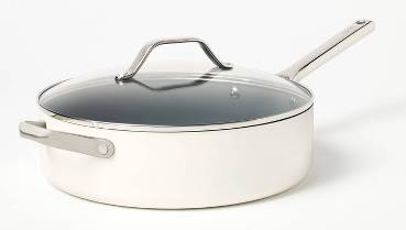 Figmint Nonstick Ceramic Coated Aluminum Saute Pan 5 Qt, Cream