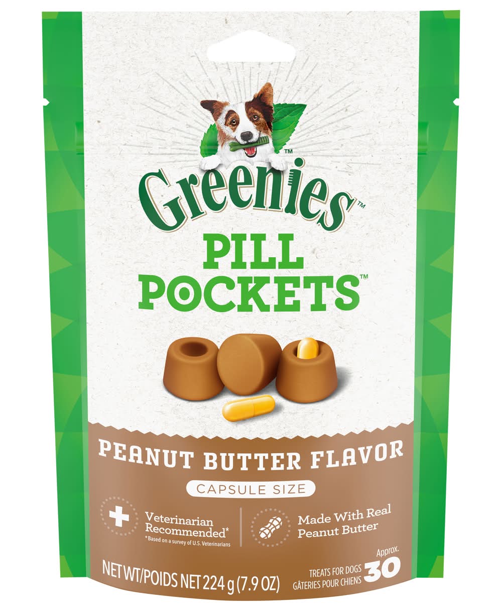 Greenies Pill Pockets Capsule Size Dog Treats, Peanut Butter (7.9 oz, 30 ct)